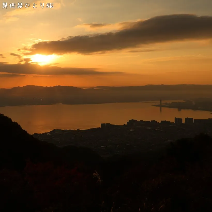 Sunrise over Lake Biwa from Mt.