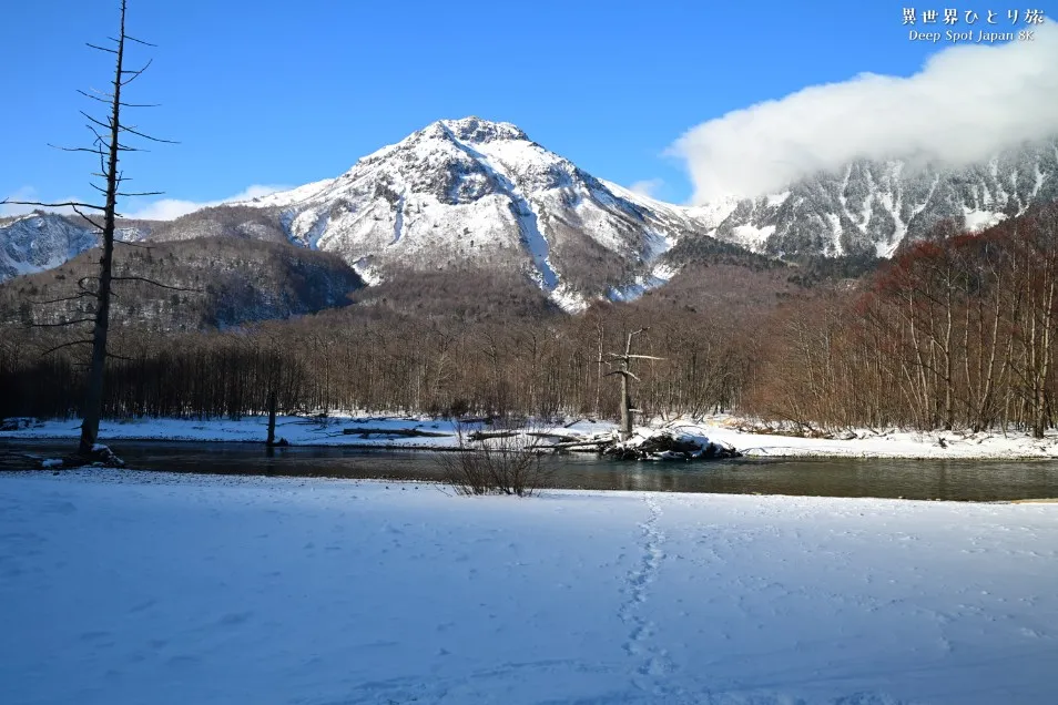 霞沢岳押出し｜上高地の雪景色の写真
